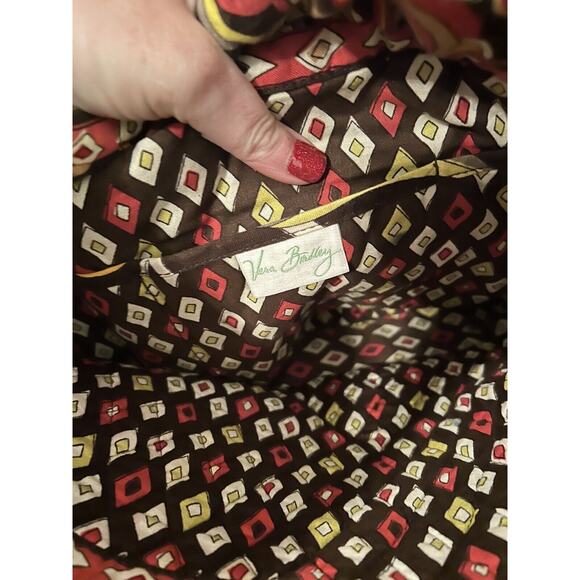 Vera Bradley Yellow, Red and Brown‎ Print Shoulder Bag Purse Tote - Picture 10 of 11